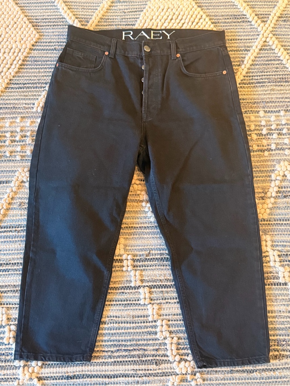 RAEY Women's Black Cropped Jeans — High-Rise Ankle Length